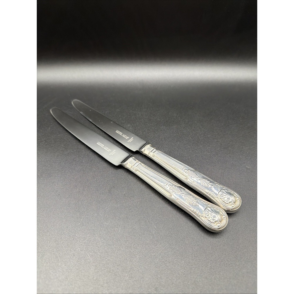 VTG Cooper Ludlam Sheffield Kings Pattern Silverplated Flatware Knives Lot of 2
